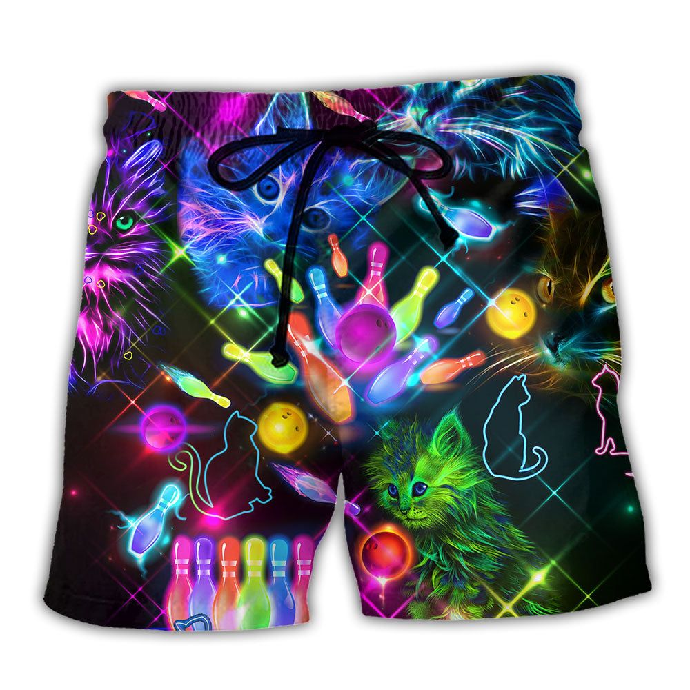 Bowling Rolling With My Homies Cats Color Stunning Trendy Aloha Hawaiian Beach Shorts Bowling Rolling With My Homies Cats Color Stunning Trendy Aloha Hawaiian Beach Shorts