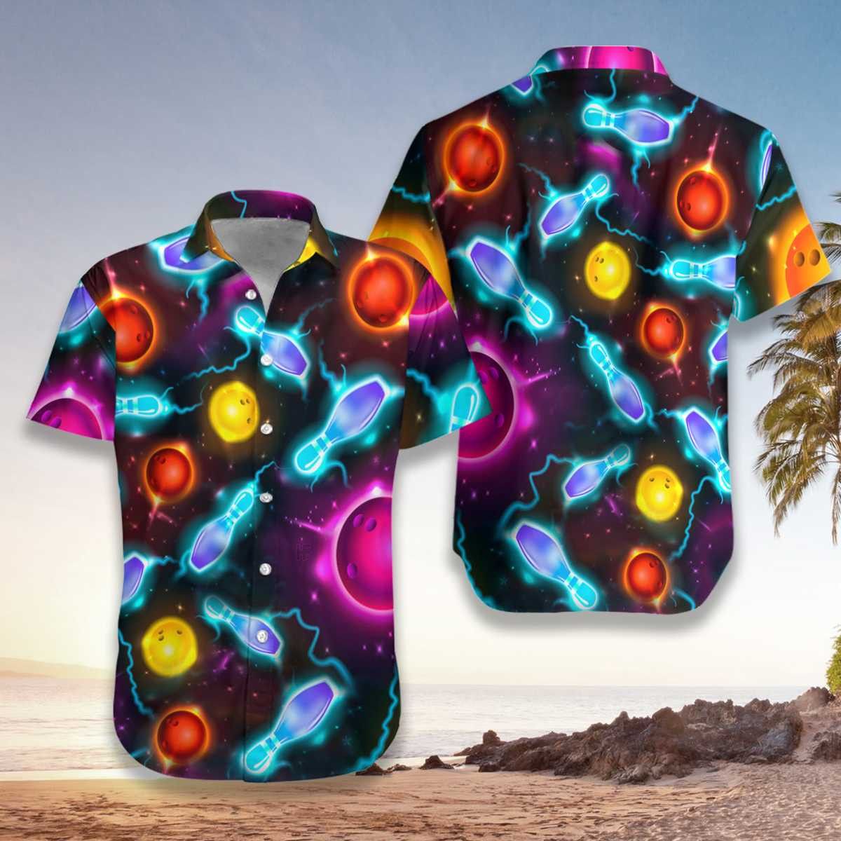Bowling Space Color Trendy Hawaiian Shirt Bowling Space Color Trendy Hawaiian Shirt