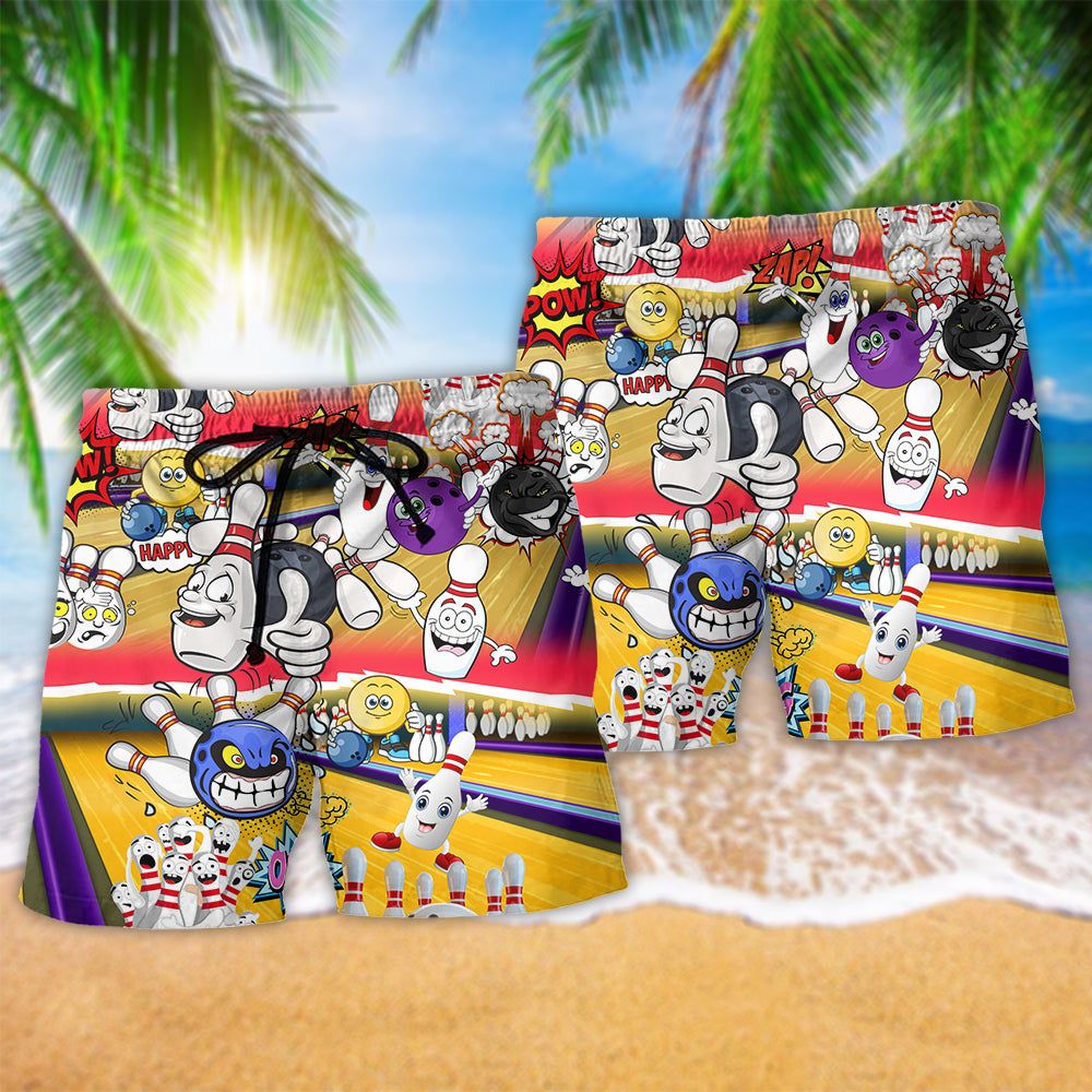 Bowling Split Happens Bowling Trendy Aloha Hawaiian Beach Shorts