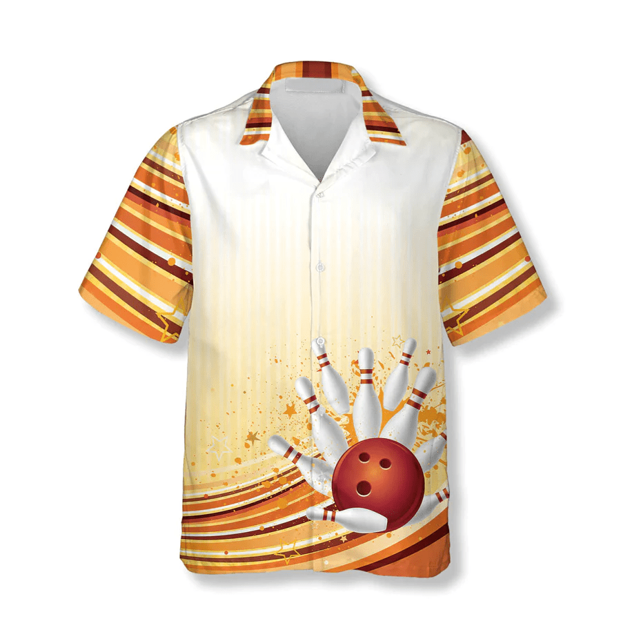 Bowling Strike And Strip Lines Pattern Bowling Trendy Hawaiian Shirt