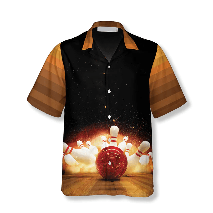 Bowling Strike Hit Fire Explosion Bowling Trendy Hawaiian Shirt