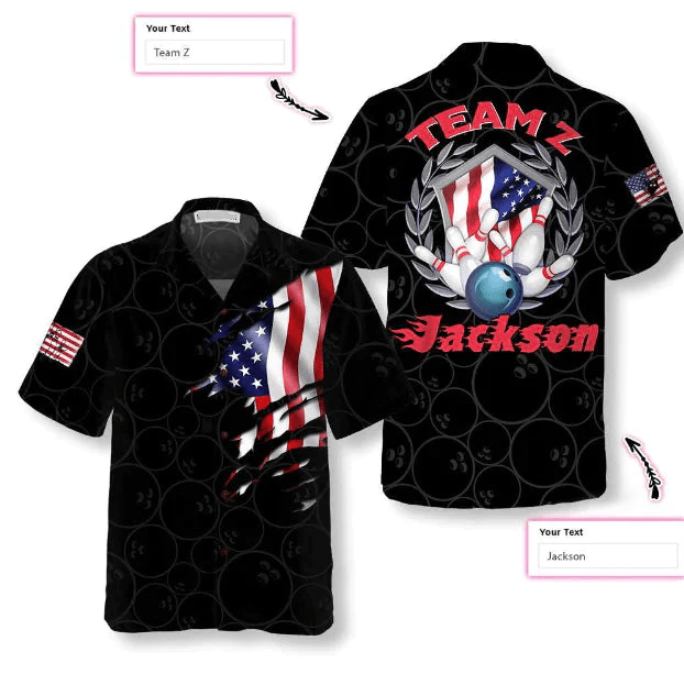 Bowling Team American Flag Personalized Trendy Hawaiian Shirt For Men And Women