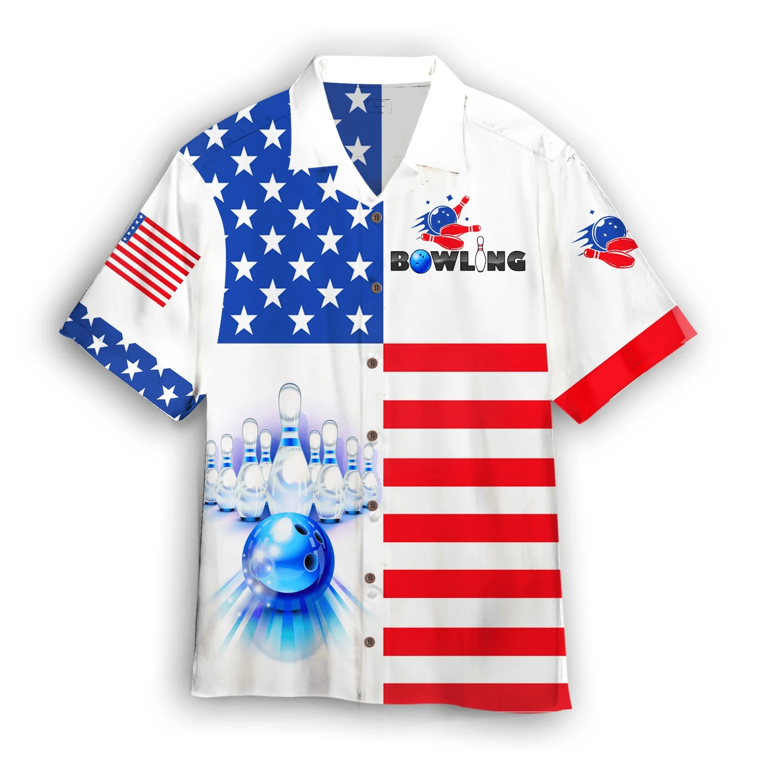 Bowling Team American Flag Trendy Hawaiian Shirt Bowling Team American Flag Trendy Hawaiian Shirt