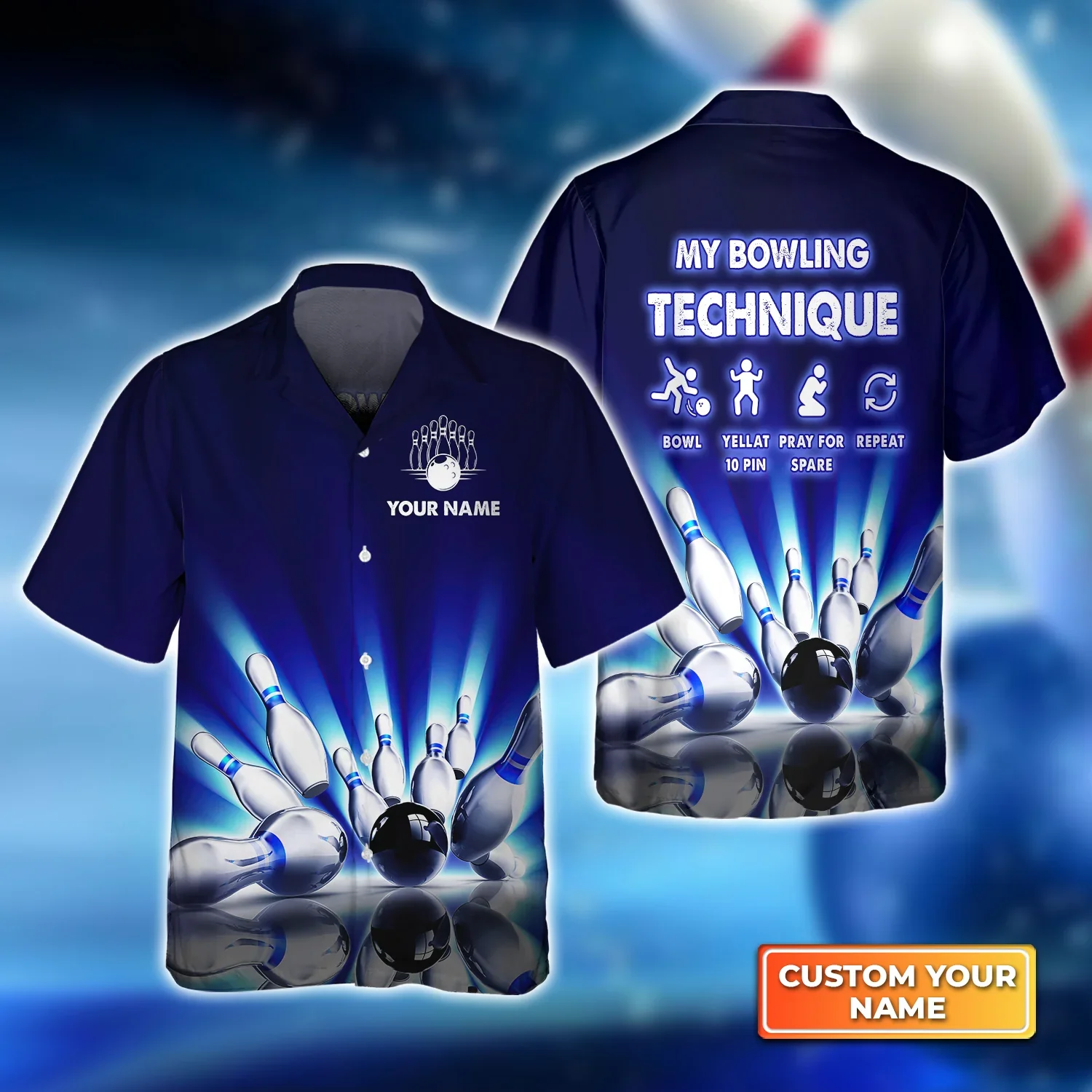 Bowling Techinque Neonlights Bowling Trendy Hawaiian Shirt, Bowling Trendy Hawaiian Shirt For Men, Women, Bowling Team Shirt