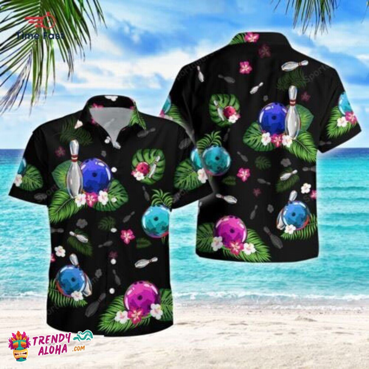 Bowling Theme Tropical Summer Aloha Hawaiian Shirt Men’s Beachwear