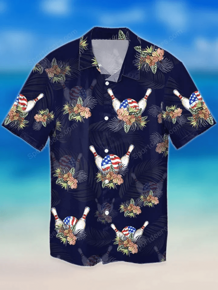Bowling Tropical Flag Trendy Hawaiian Shirt, Summer Gift, Trendy Hawaiian Shirts For Men, Aloha Beach Shirt