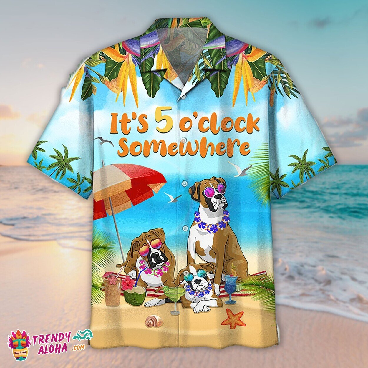 Boxer Beach Custom Personalized Unisex Aloha Hawaiian 5 Oclock