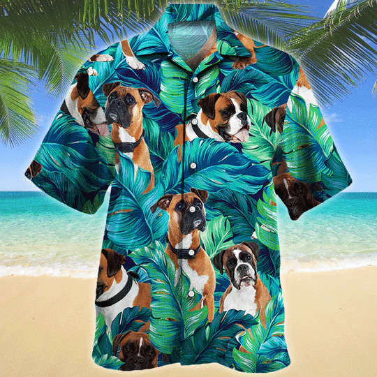 Boxer Dog Lovers Hawaiian Style For Summertime All Printed 3D Hawaiian Shirt