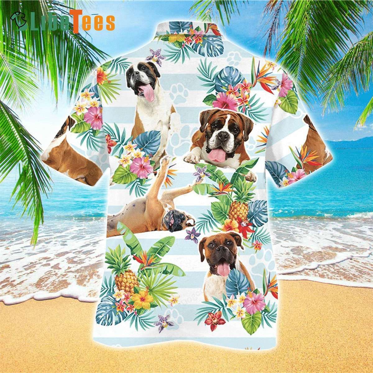 Boxer Dog’s Tropical Flower Affair Hawaiian Shirt