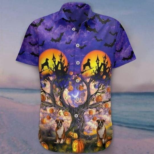 Boxer Halloween Trendy Hawaiian Shirt, Unisex Print Aloha Short Sleeve Casual Shirt