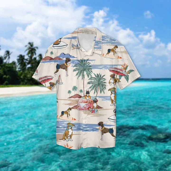 Boxer Summer Beach Trendy Hawaiian Shirt, Trendy Hawaiian Shirts For Men, Trendy Hawaiian Shirts For Men, Aloha Beach Shirt