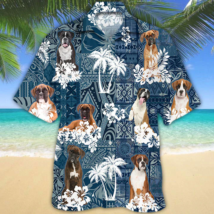 Boxer Trendy Hawaiian Shirt, Dog Trendy Hawaiian Shirt Men Women, Short Sleeve Hawaiian Aloha Shirt