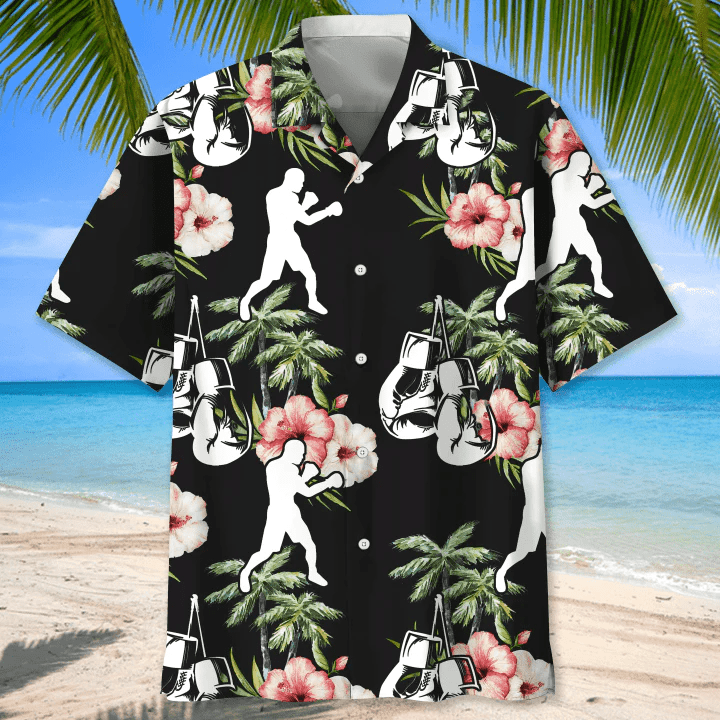 Boxing Nature Flower Trendy Hawaiian Shirt For Men, Boxing Player Shirt, Boxing Gifts
