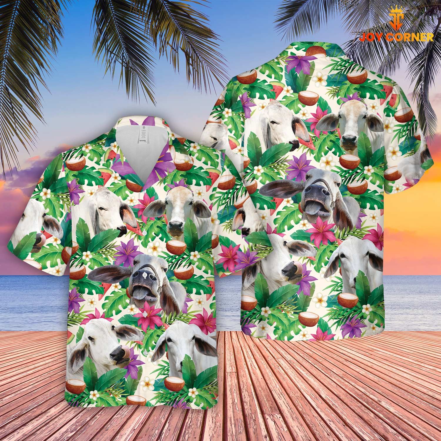 Brahman Breed Hawaiian Shirt Featuring Summertime Florals In 3D Print Quality Detail