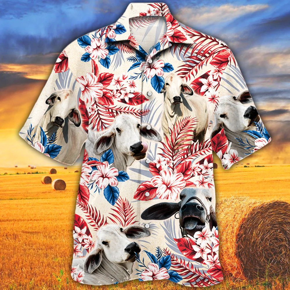 Brahman Cattle Lovers Australian Flag Trendy Hawaiian Shirt, Cow Trendy Hawaiian Shirt For Summer Gifts