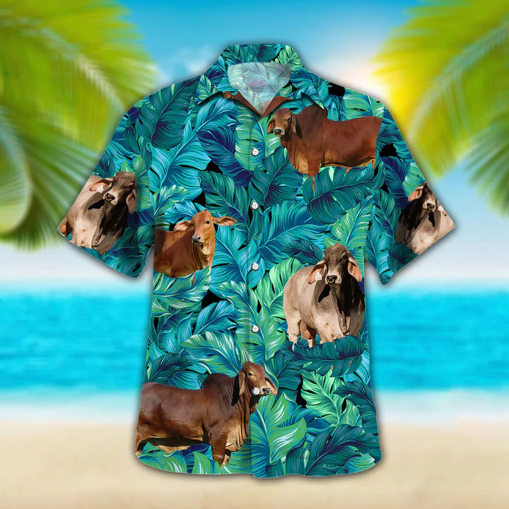Brahman Cattle Lovers Trendy Hawaiian Shirt, Cow Trendy Hawaiian Shirt Vintage Flower, Short Sleeve Hawaiian Aloha Shirt For Men, Women Brahman Cattle Lovers Trendy Hawaiian Shirt, Cow Trendy Hawaiian Shirt Vintage Flower, Short Sleeve Hawaiian Aloha Shirt For Men, Women