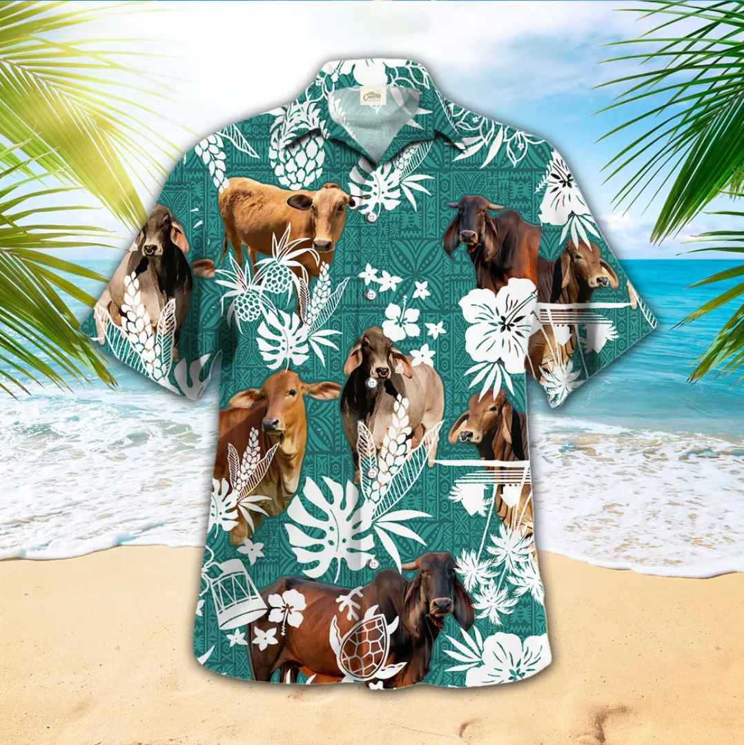 Brahman Cow Trendy Hawaiian Shirt, Cow Shirts, Cow Lovers, Shirt For Men, Gift For Him, Funny Trendy Hawaiian Shirts