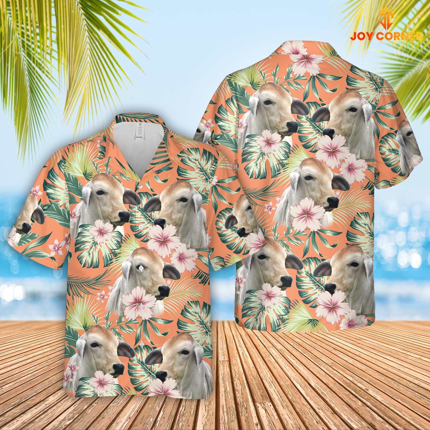 Brahman Embracing Summertime Floral Farm Hawaiian Shirt Elegant Design
