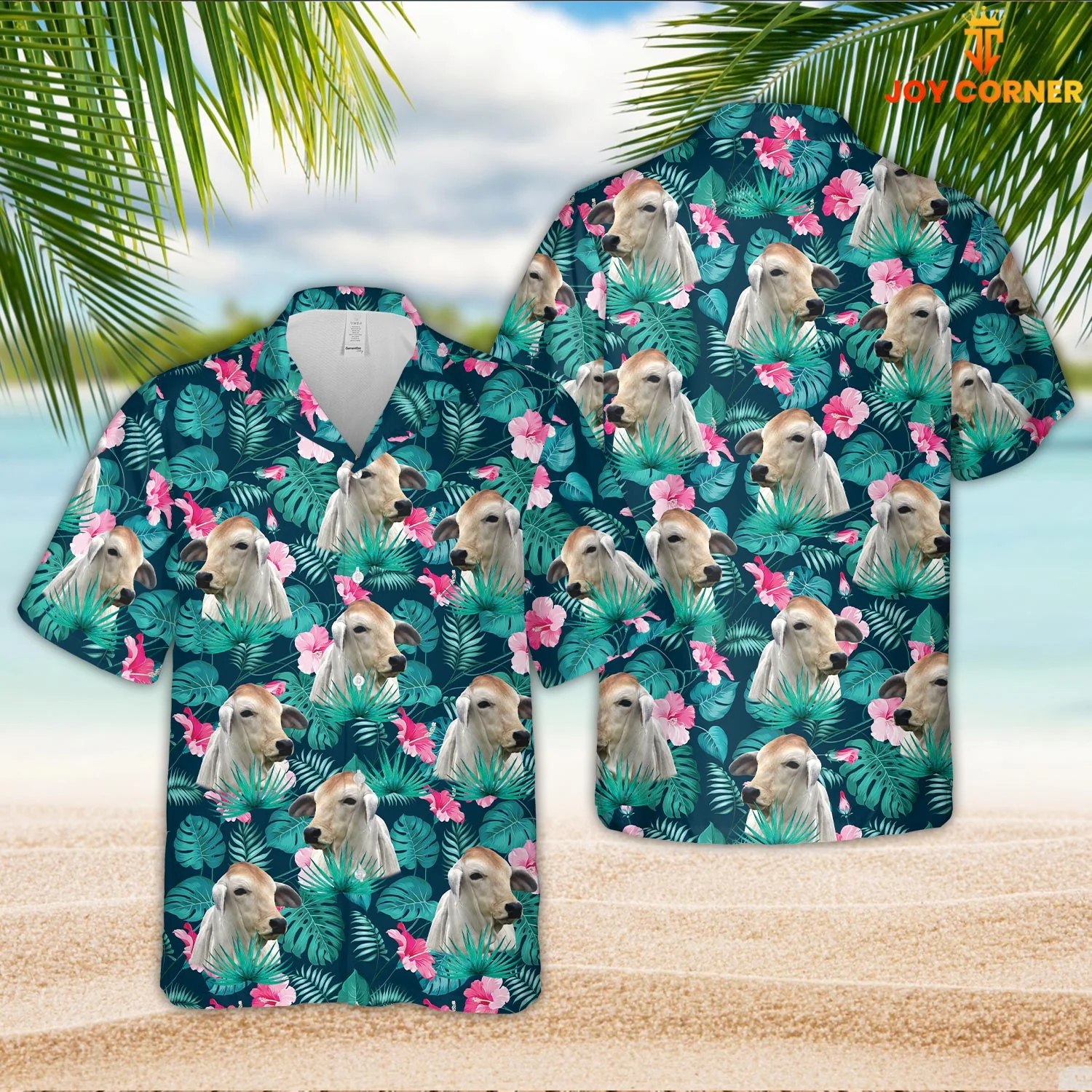 Brahman Hawaiian Shirt Blue Floral Designs Of Summertime Showcased In 3D Print