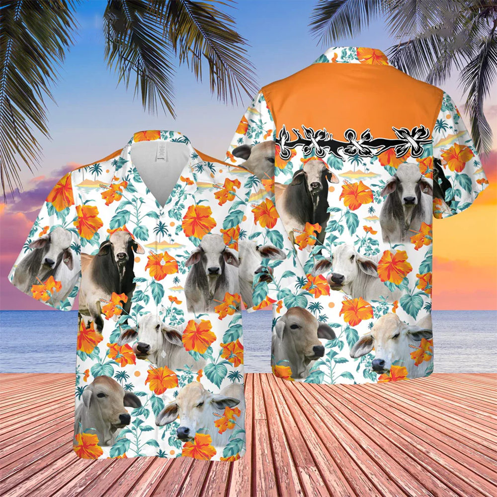Brahman Hibiscus Floral 3D Trendy Hawaiian Shirt