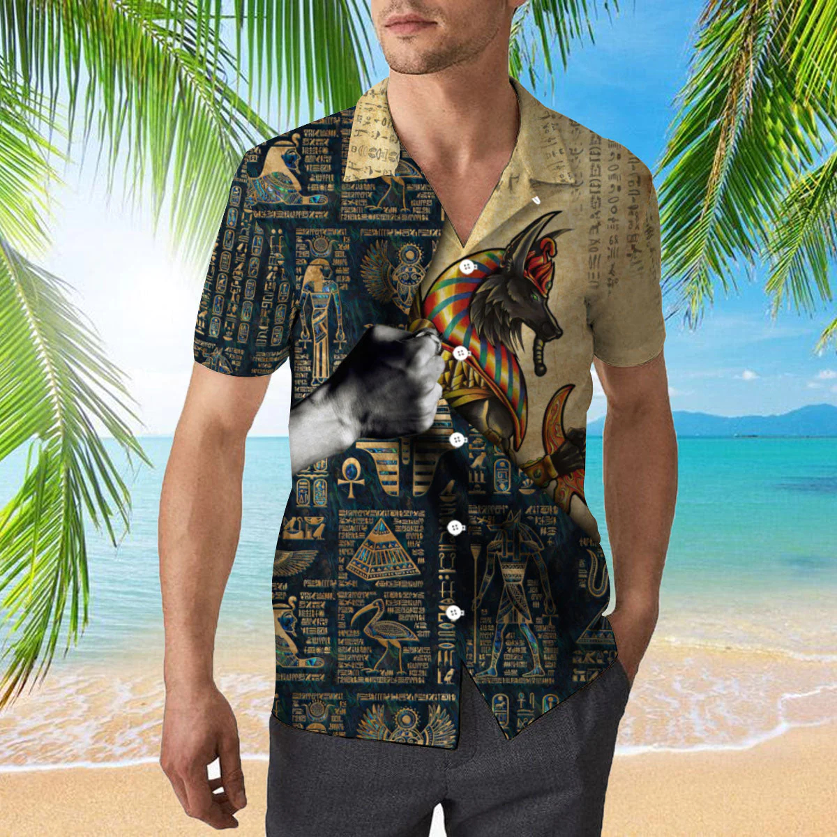Brave Anubis Ancient Egyptian Mythology Trendy Hawaiian Shirt