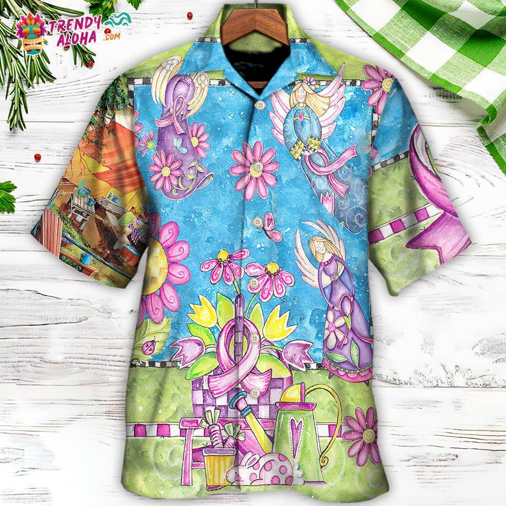 Breast Cancer Courage Angel With Pink Ribbon Hawaiian Shirt – Trendy Aloha