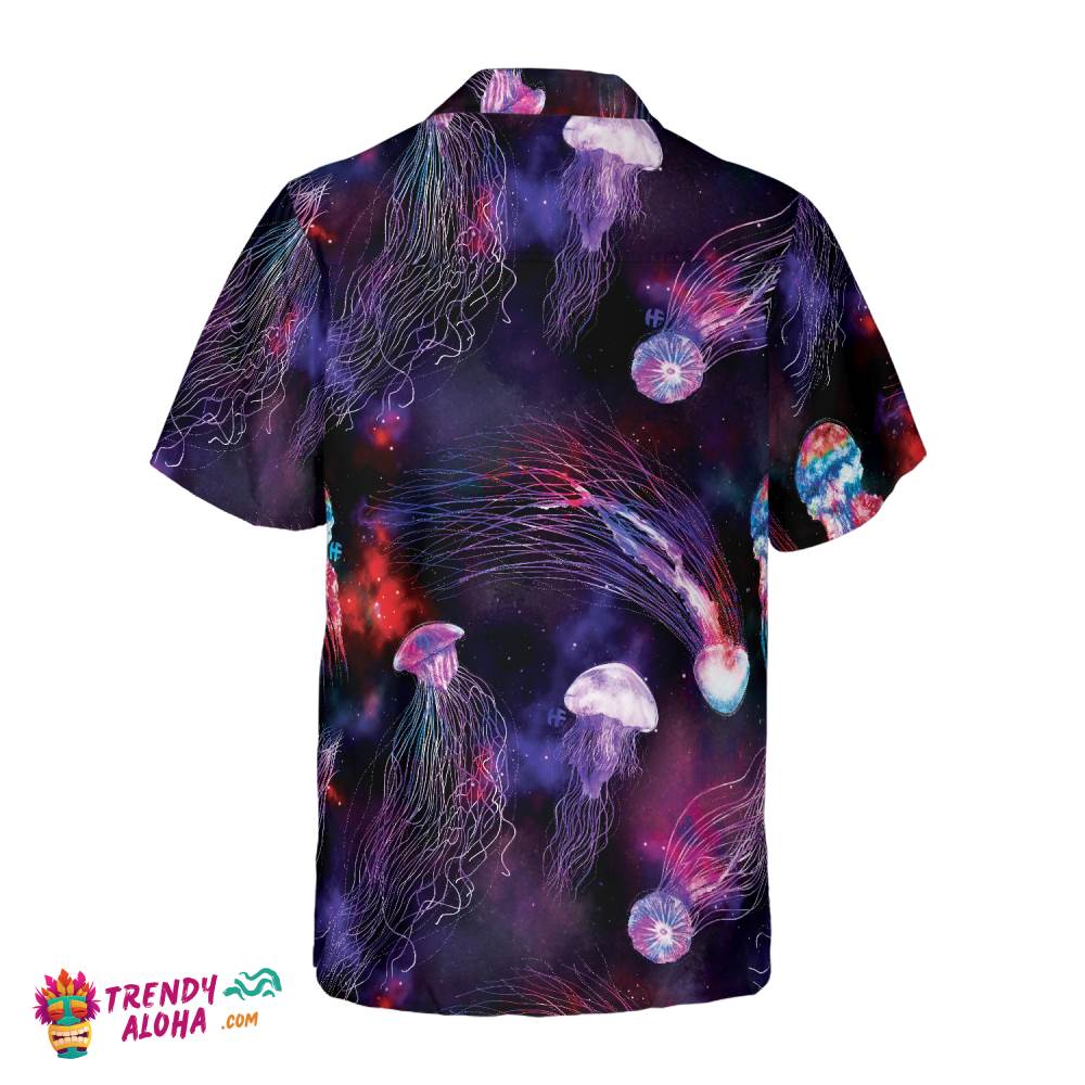 Bright Night Galaxy With Jellyfishes Hawaiian Shirt