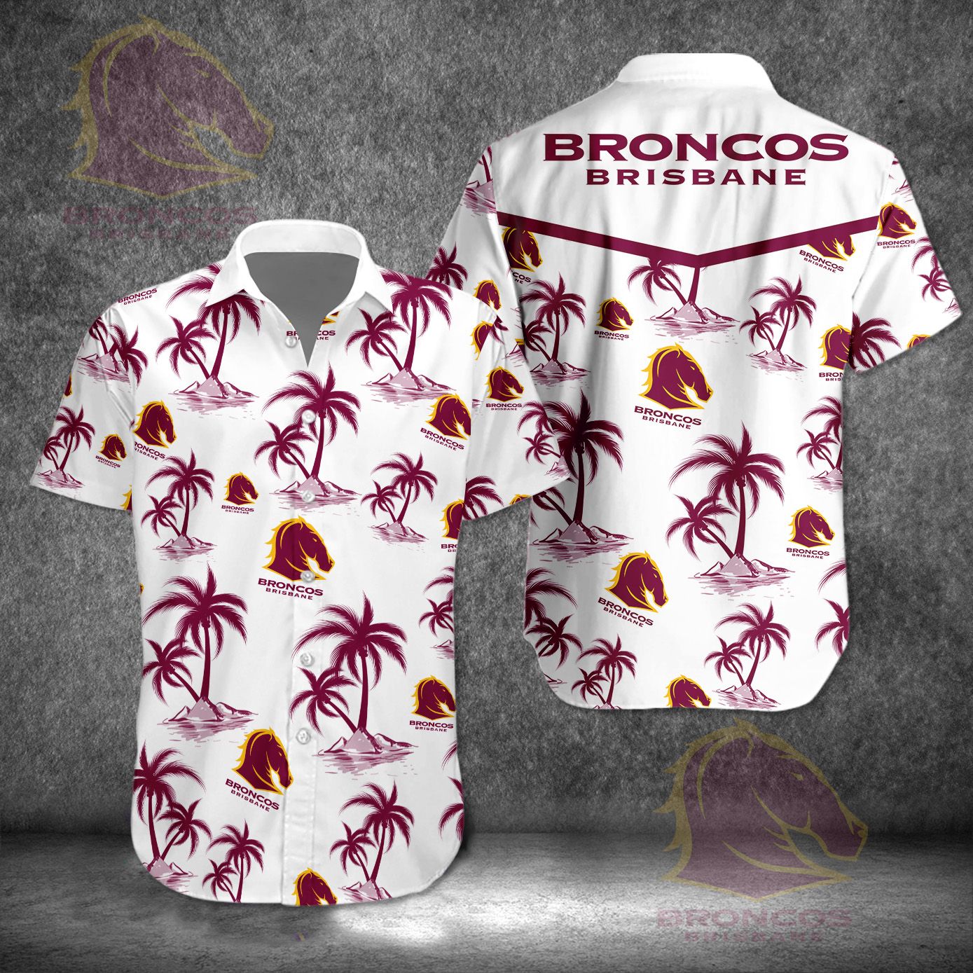 Brisbane Broncos NRL Hawaiian Shirt Fan Supporter Merchandise