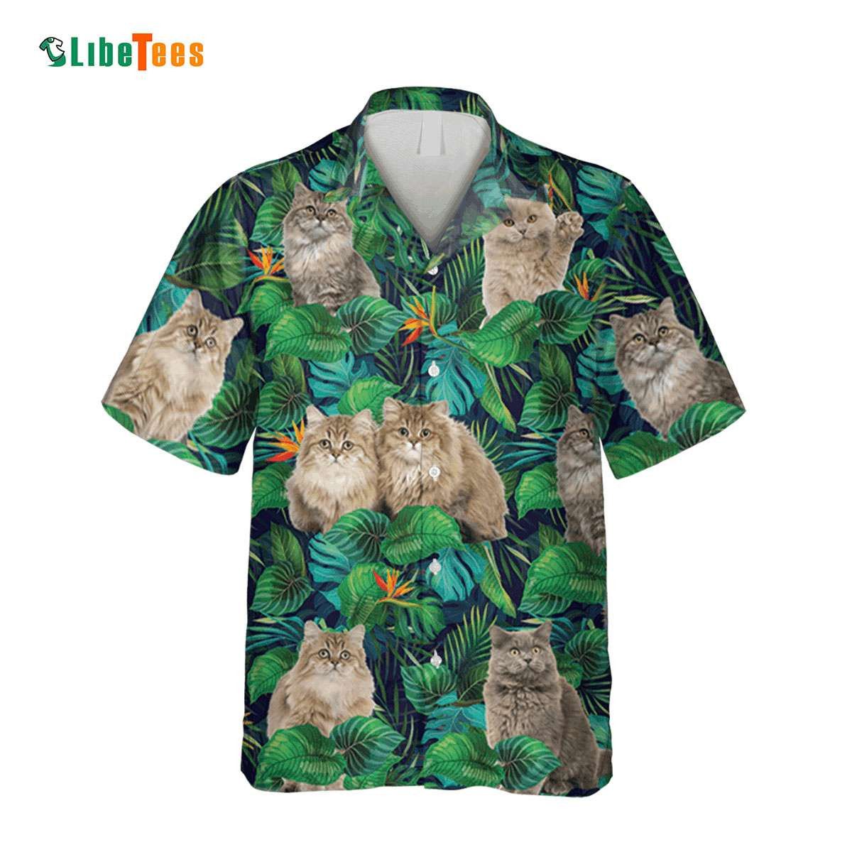 British Longhaired Cats, Green Cat Trendy Hawaiian Shirt Perfect Gifts For Your Loved Ones