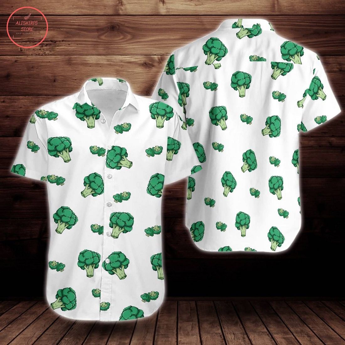 Broccoli Pattern Blossoming into a Floral Hawaiian Shirt