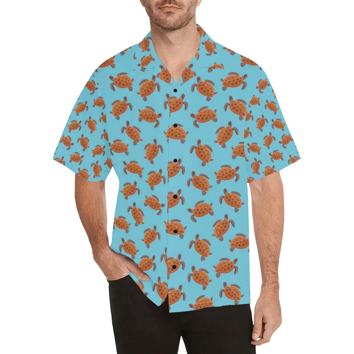 Brow Sea Turtle Design Hawaiian Shirt for Ocean Lovers