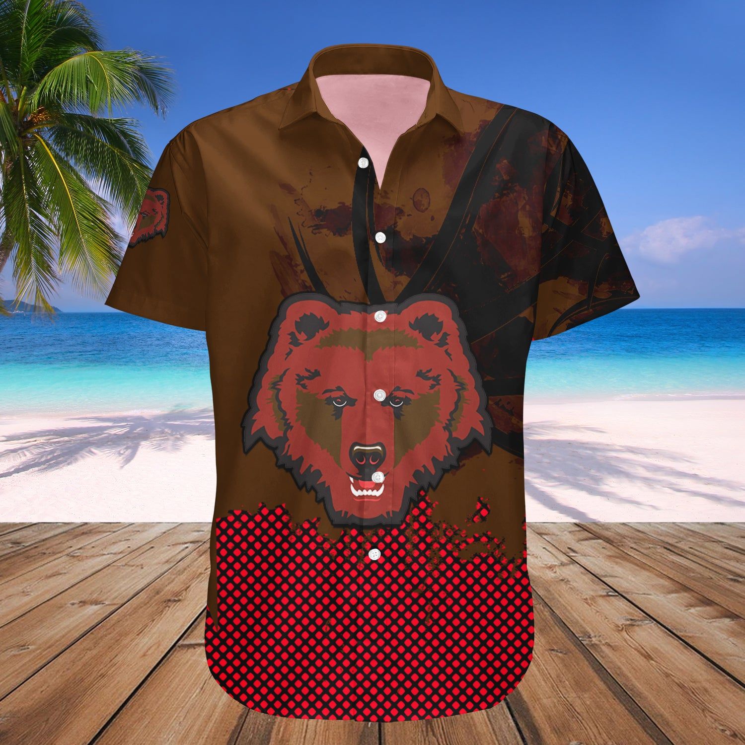 Brown Bears Hawaii Shirt Basketball Net Grunge Pattern – NCAA