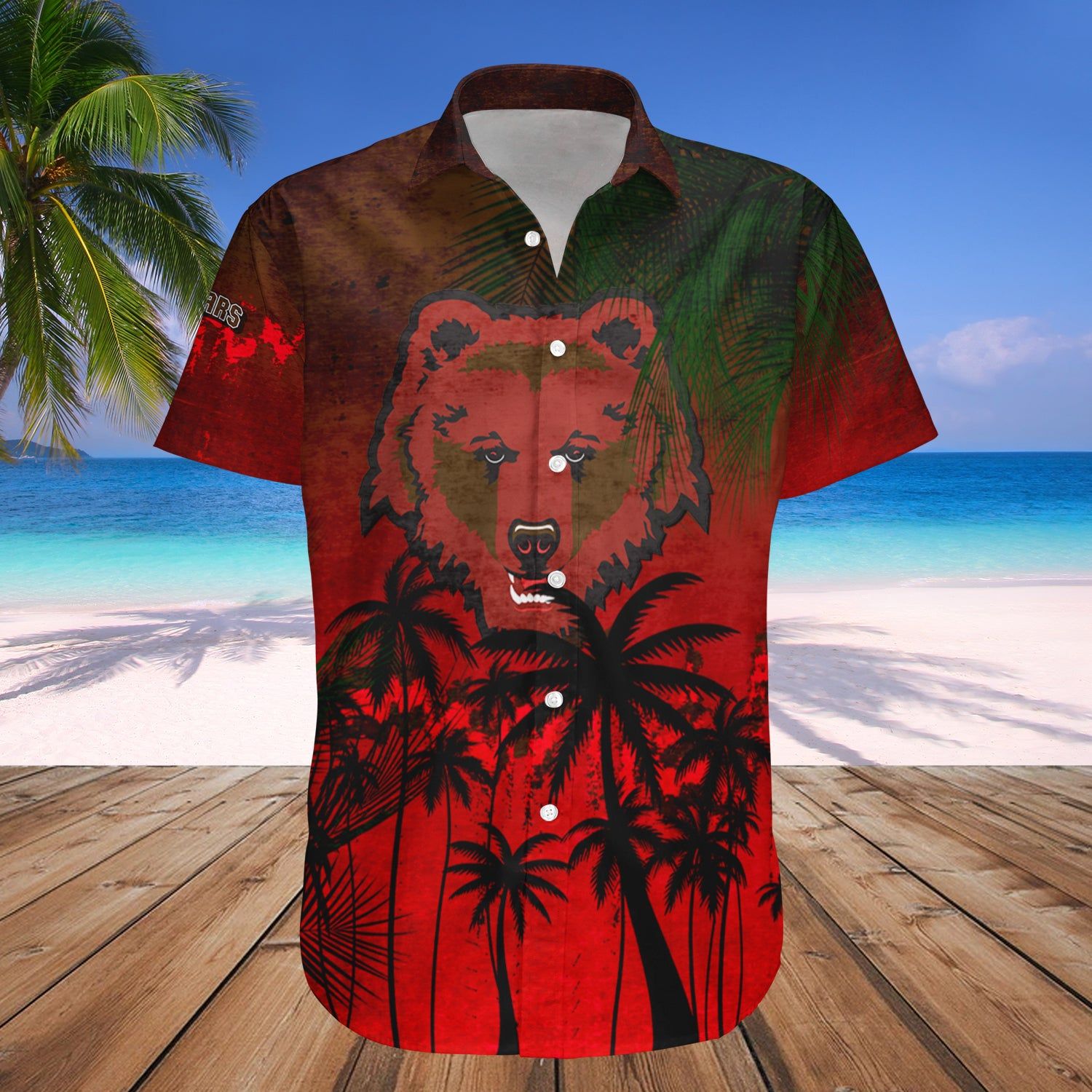 Brown Bears Hawaii Shirt Coconut Tree Tropical Grunge – NCAA
