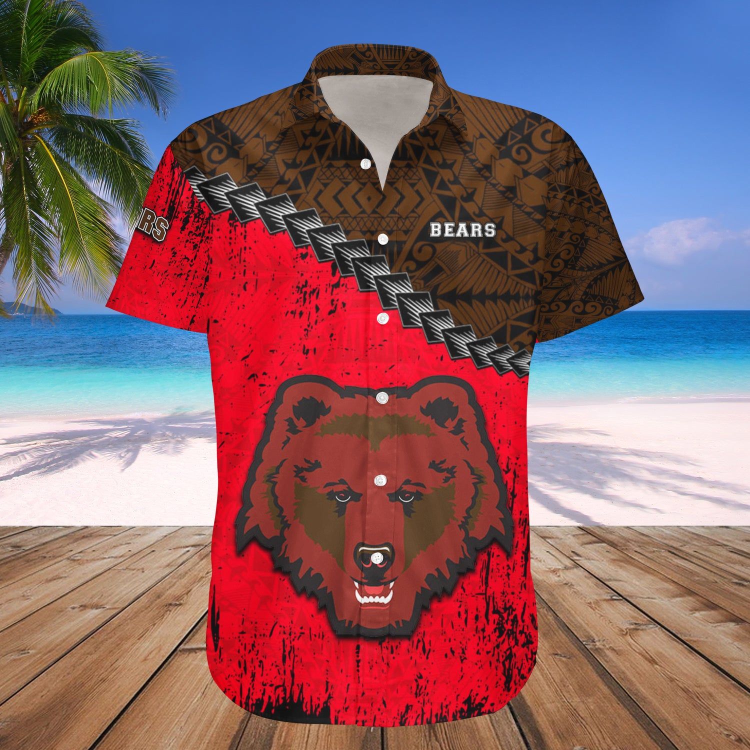 Brown Bears Hawaii Shirt Grunge Polynesian Tattoo – NCAA