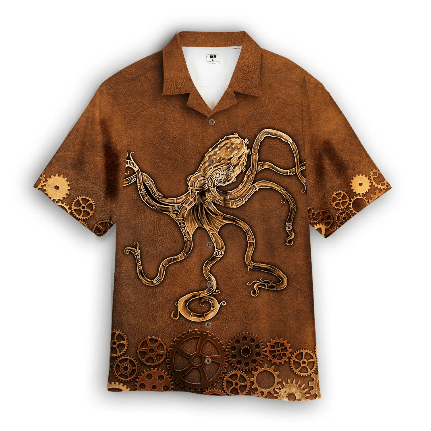 Brown Octopus Steampunk Aloha Hawaiian Shirts