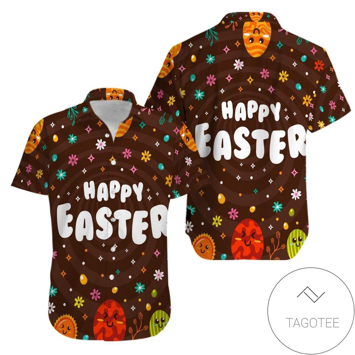 Brown Patterns Highlighting Easter Day on Hawaiian Shirt