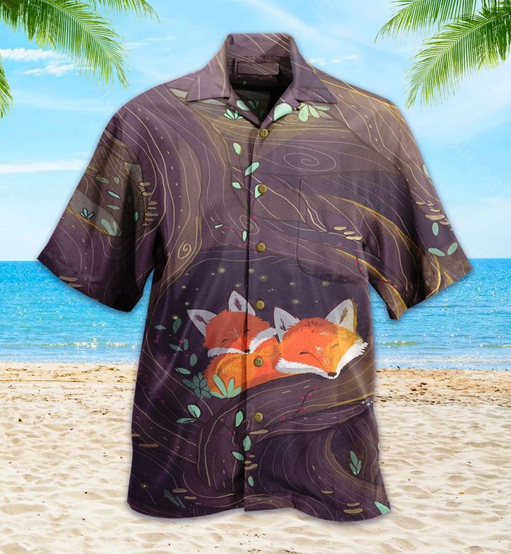 Brown Sleeping Fox Couple Hawaiian Shirt Ideal Summer Gifts