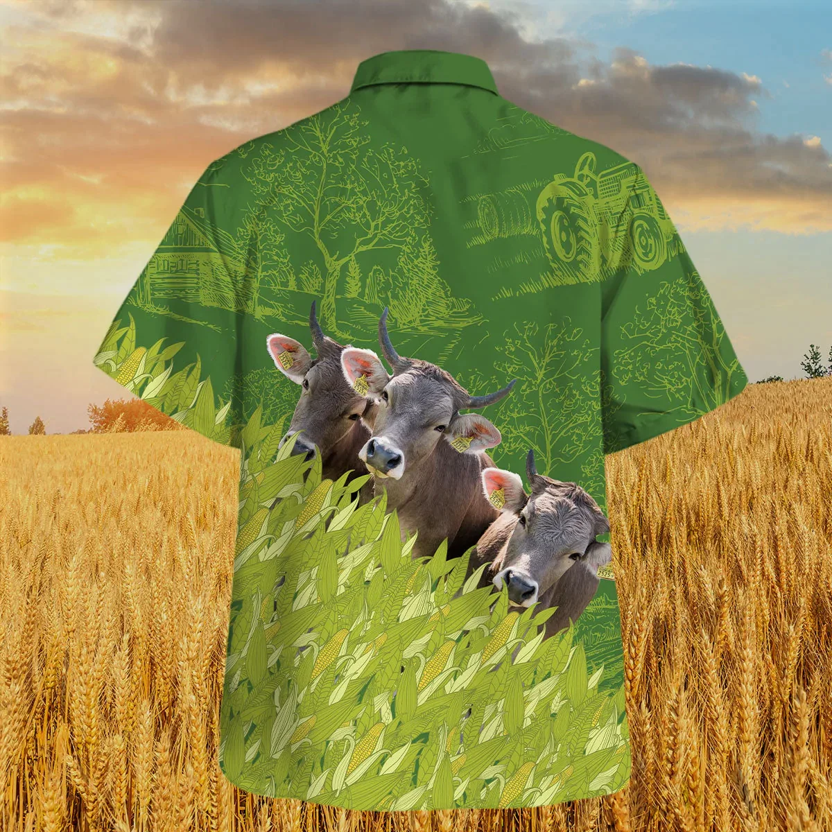 Brown Swiss Farm Corn Pattern Trendy Hawaiian Shirt, Summer Trendy Hawaiian Shirt For Men And Women