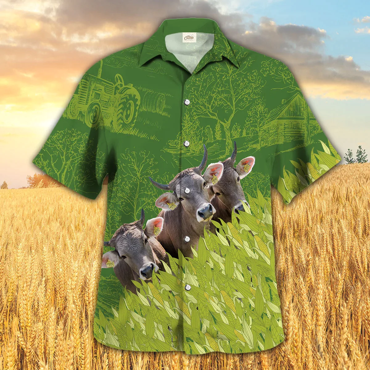 Brown Swiss Farm Corn Pattern Trendy Hawaiian Shirt, Summer Trendy Hawaiian Shirt For Men And Women Brown Swiss Farm Corn Pattern Trendy Hawaiian Shirt, Summer Trendy Hawaiian Shirt For Men And Women