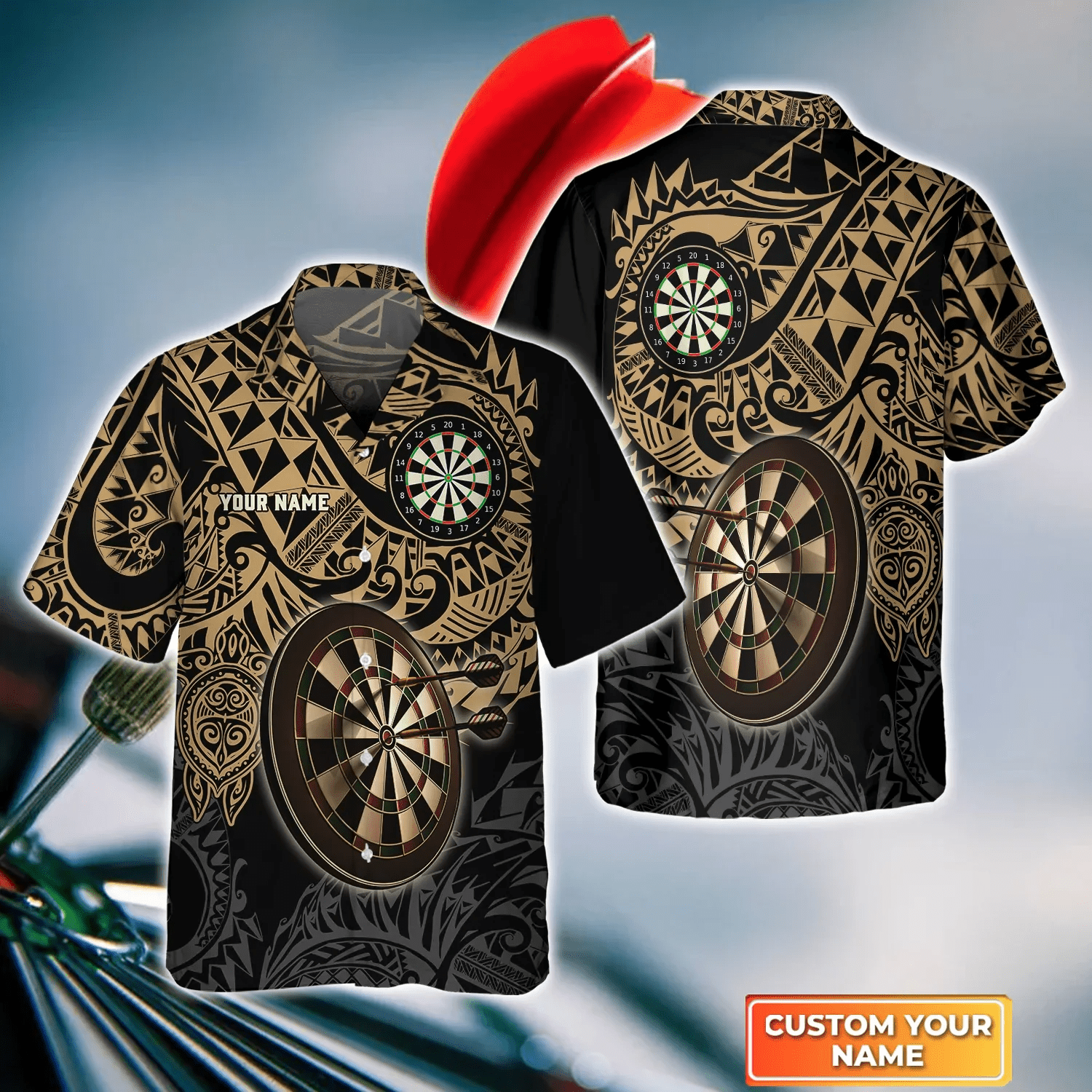 Brown Tattoo Darts Trendy Hawaiian Shirt, Darts Trendy Hawaiian Shirt For Men, Gift For Dart Team Player