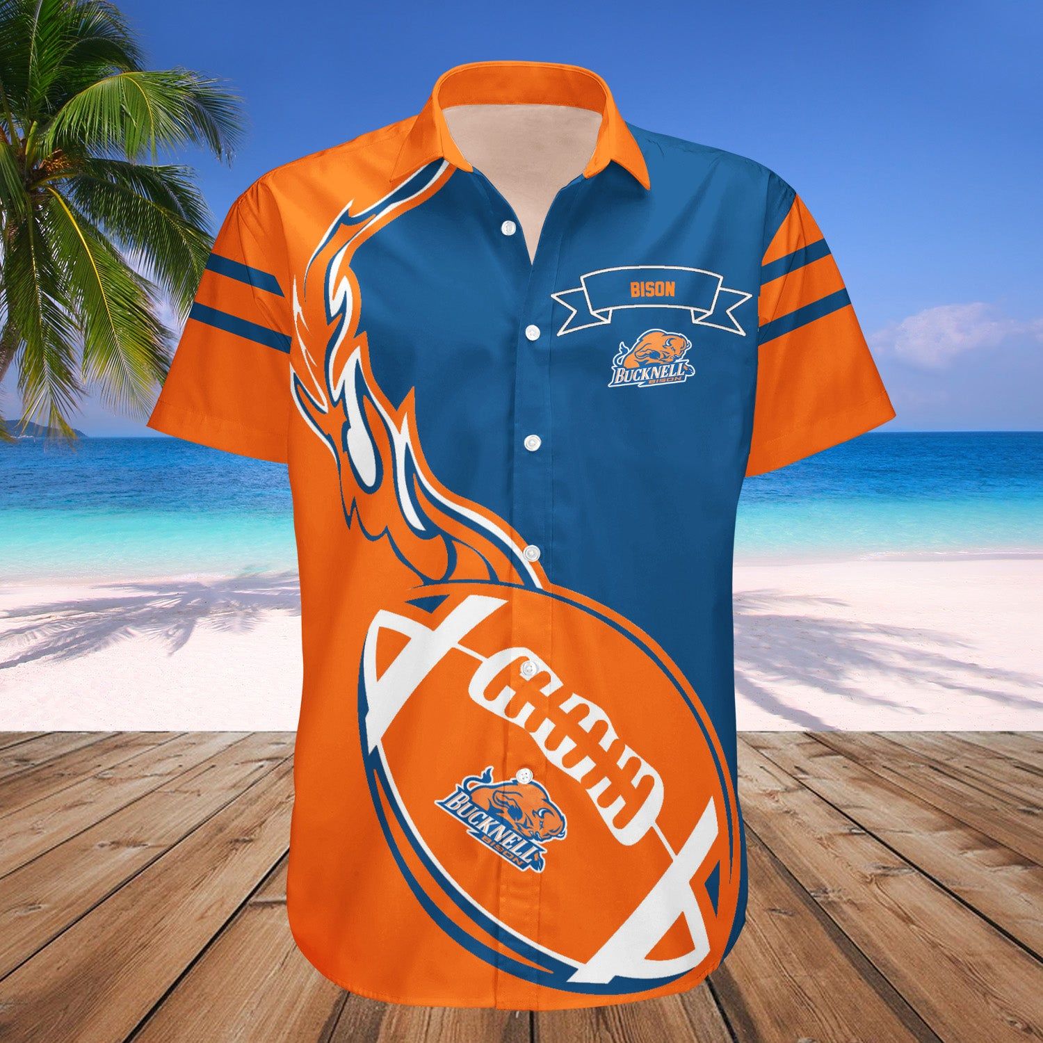 Bucknell Bison Hawaii Shirt Flame Ball – NCAA