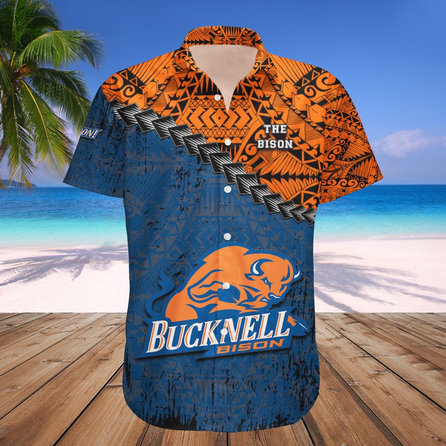 Bucknell Bison Hawaii Shirt Grunge Polynesian Tattoo – NCAA