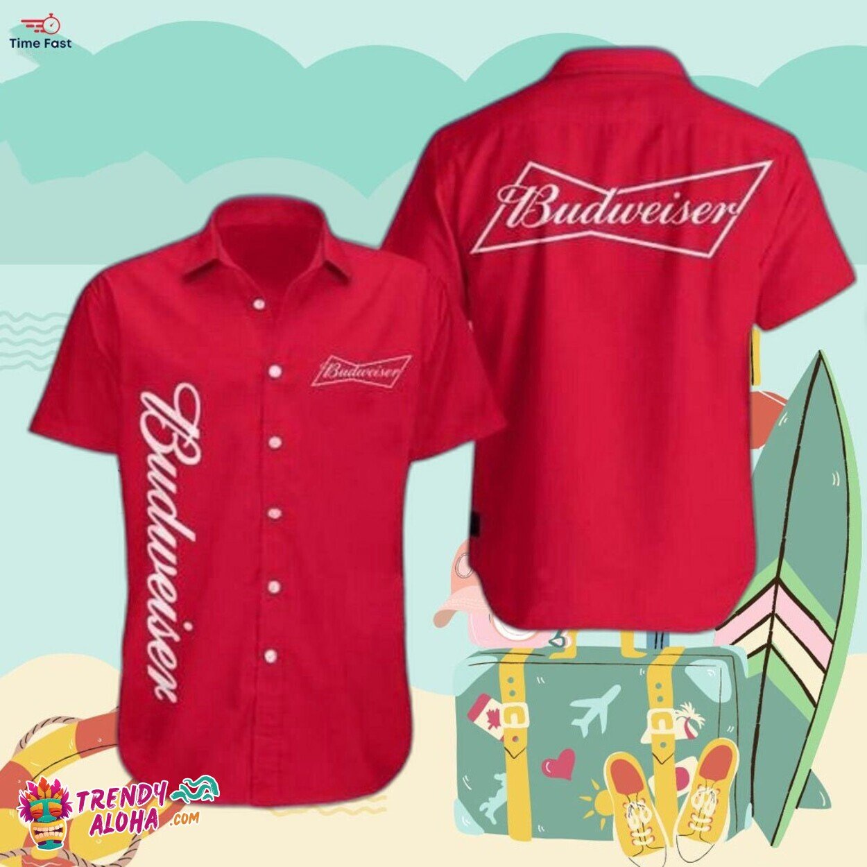 Budweiser Beer Vibrant 3D Print Stylish Summer Hawaiian Shirt