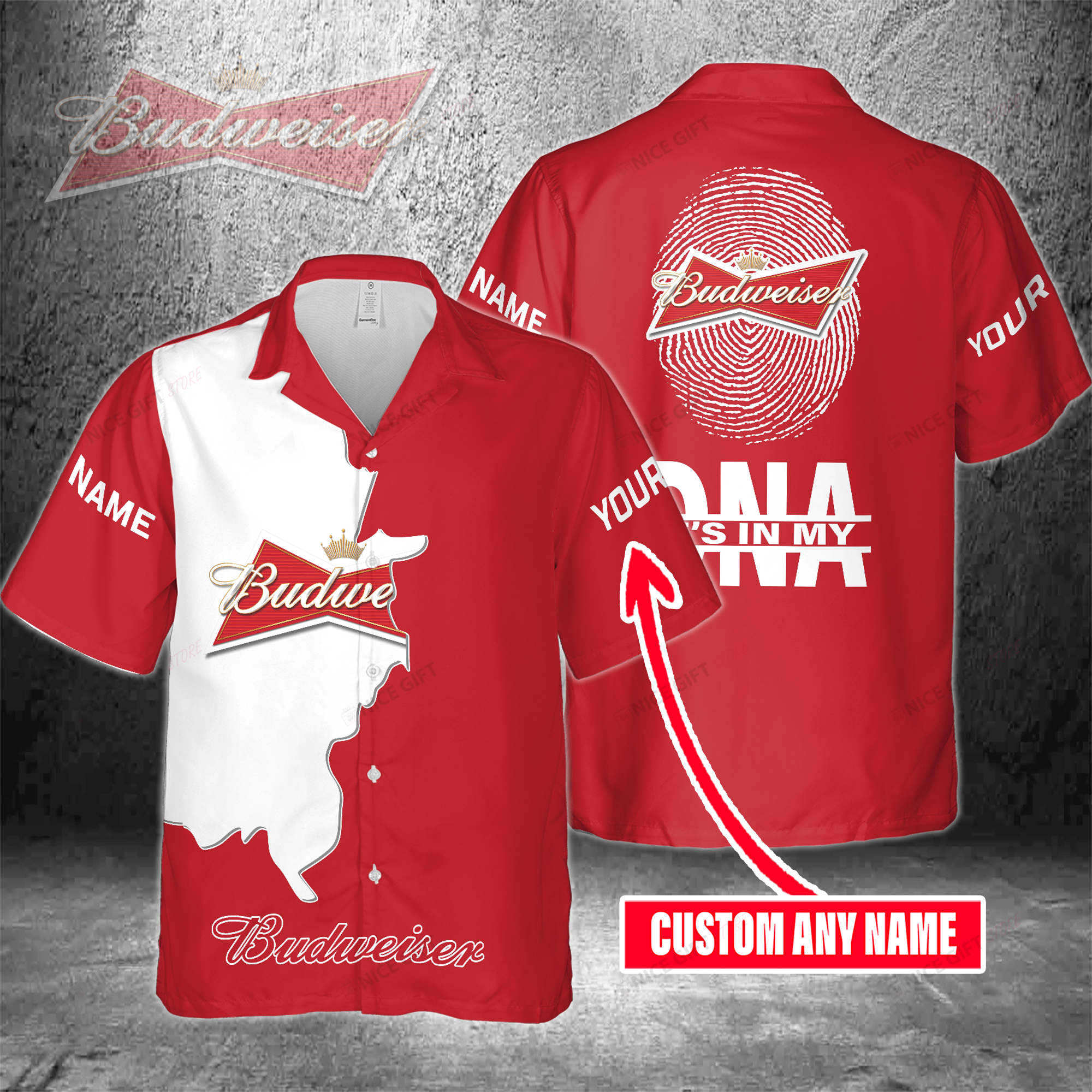 Budweiser Custom Name Its In My Dna Hawaiian Shirt