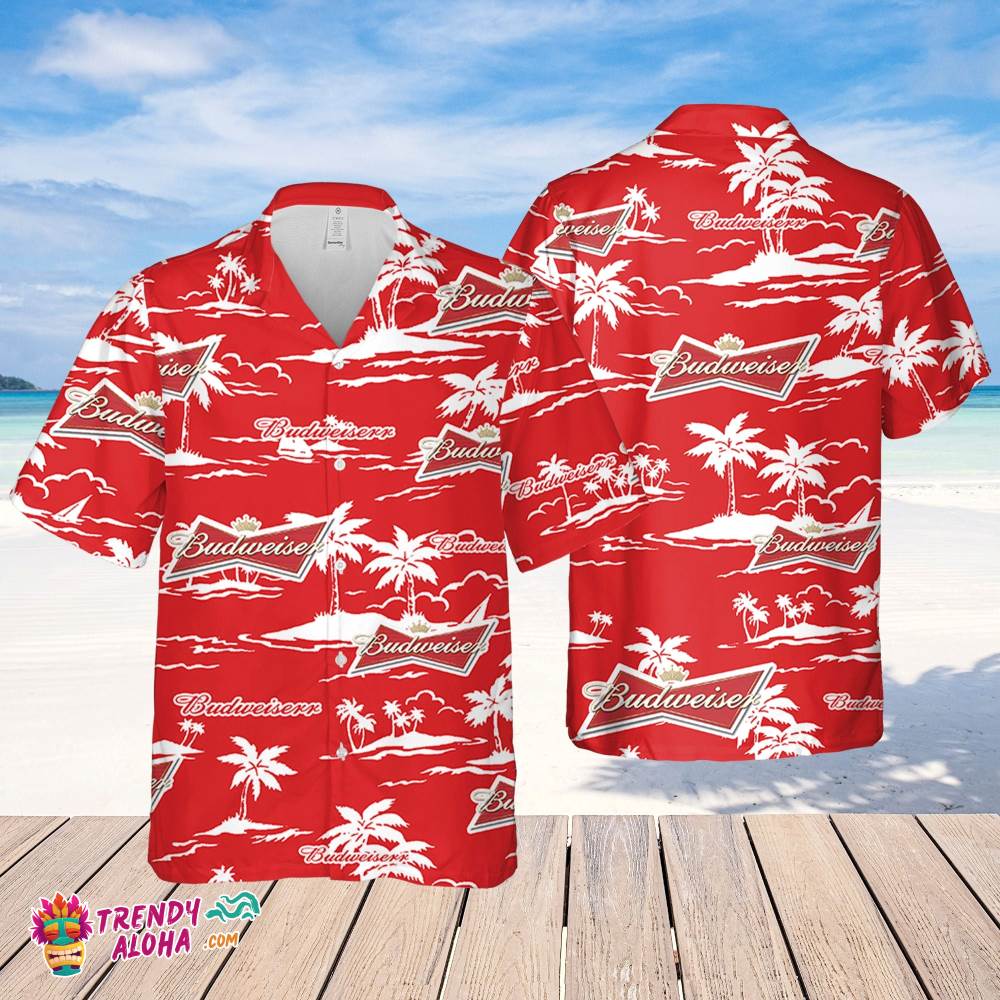 Budweiser Hawaiian Beach Pattern Shirt, Hawaii Beer Shirt, Budweiser Hawaiian Summer Shirt, Budweiser Aloha Shirt