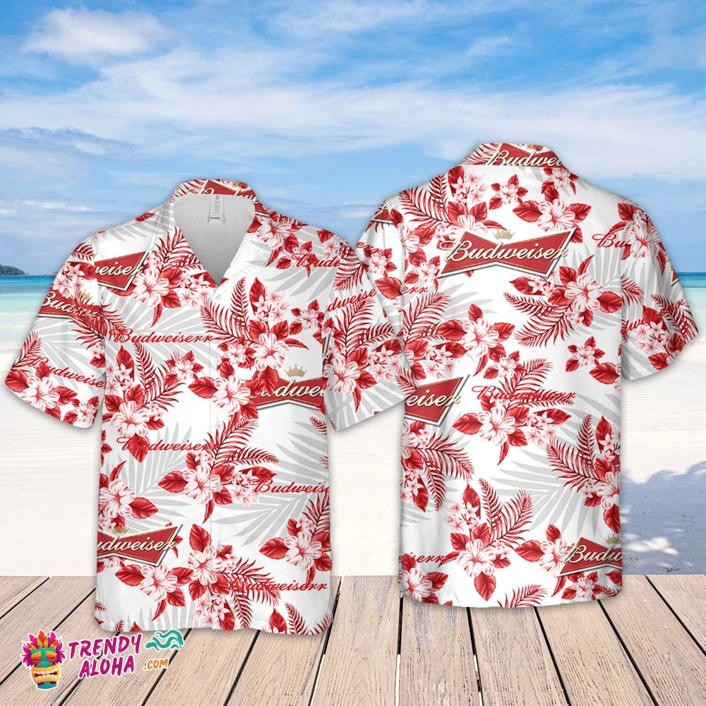 Budweiser Hawaiian Flowers Pattern Shirt, Hawaiian Beer Lover Shirt, Classic Flowers Beer Aloha Shirt