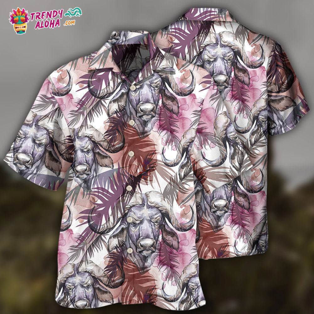 Buffalo Behind Tropical Leaf Hawaiian Shirt – Trendy Aloha