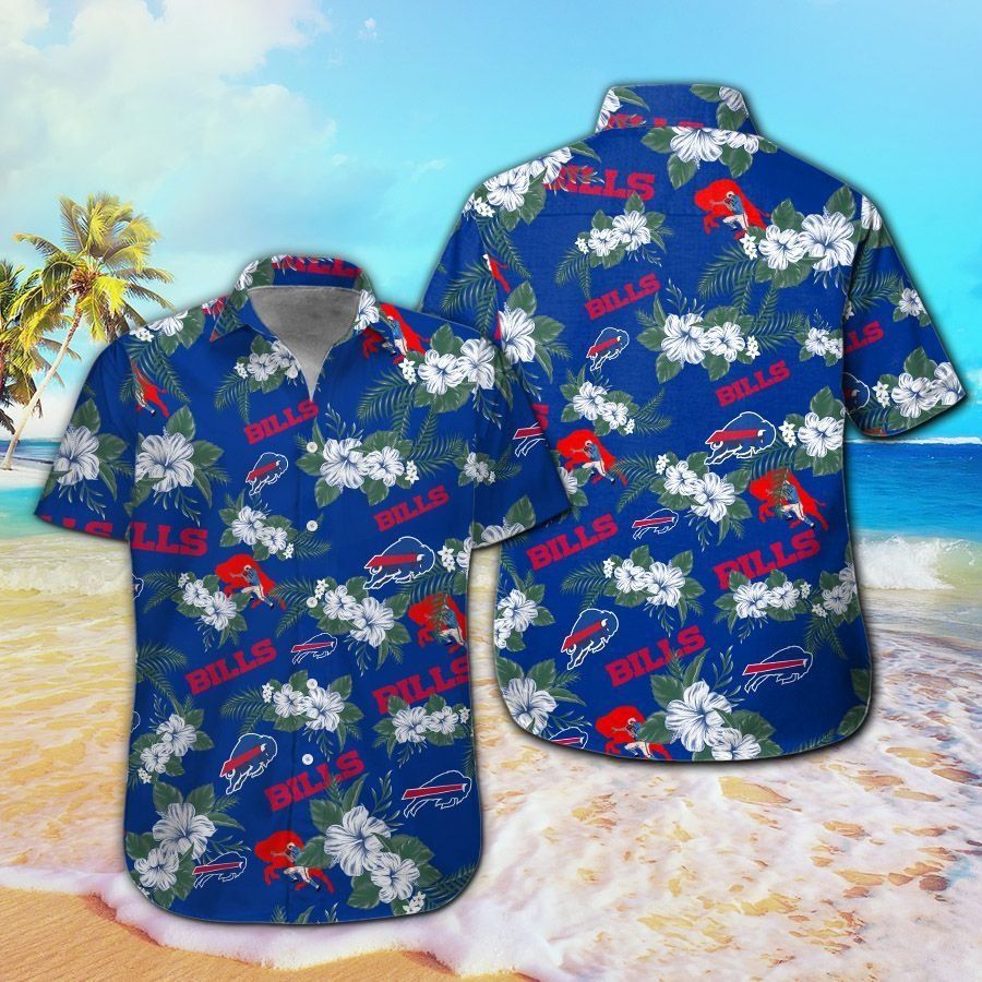 Buffalo Bills Authentic Tropical Short Sleeve Button Up Hawaiian Shirt