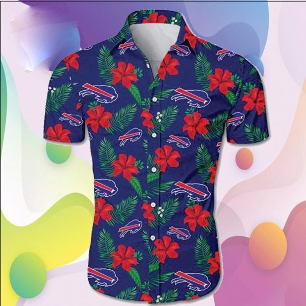 Buffalo Bills Hawaiian Shirt Buffalo Bills Hibiscus Flowers Red Blue Hawaii Shirt Buffalo Bills Aloha Shirt