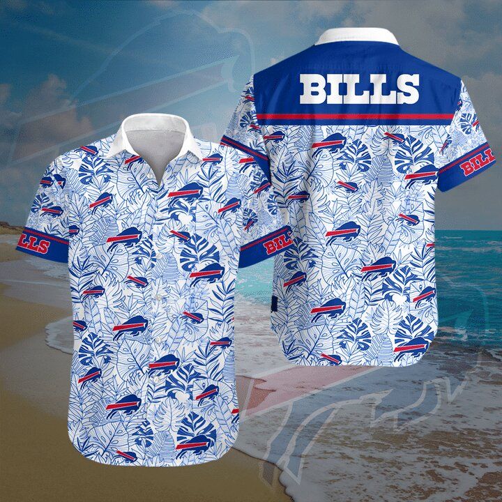 Buffalo Bills Hawaiian Shirt Buffalo Bills Palm Leaves Blue White Hawaii Shirt Buffalo Bills Aloha Shirt